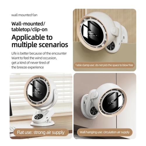Ventilador de clip portátil para escritorio ideal para dormir con luz nocturna y mando 4