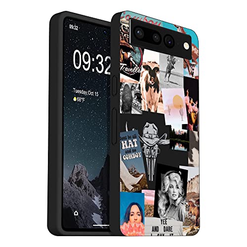 Compatible With Google Pixel 6 Pro Case, Western Retro Cowgirl Cowboy Country Chic Aesthetic Collage Phone Case Shockproof Cover Case #TOP18