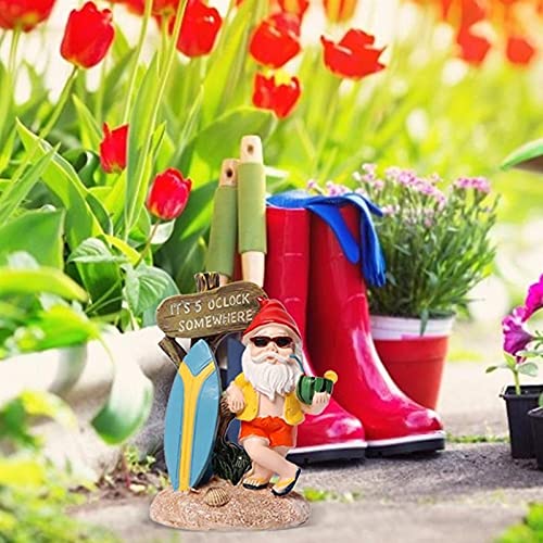 Benvenuto Segno Giardino Gnome Sculture e statue, figurine con tavola da surf Segno di benvenuto Resina Prato ornamenti per la decorazione del giardino del giardino domestico Benvenuto Decorazioni