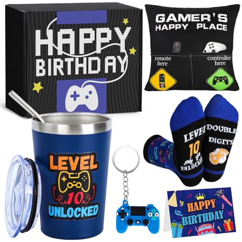 Splandiant 10 Year Old Boy Birthday Gift Ideas, Funny Gamer Birthday Gift Set for 10th Boys, Ten...