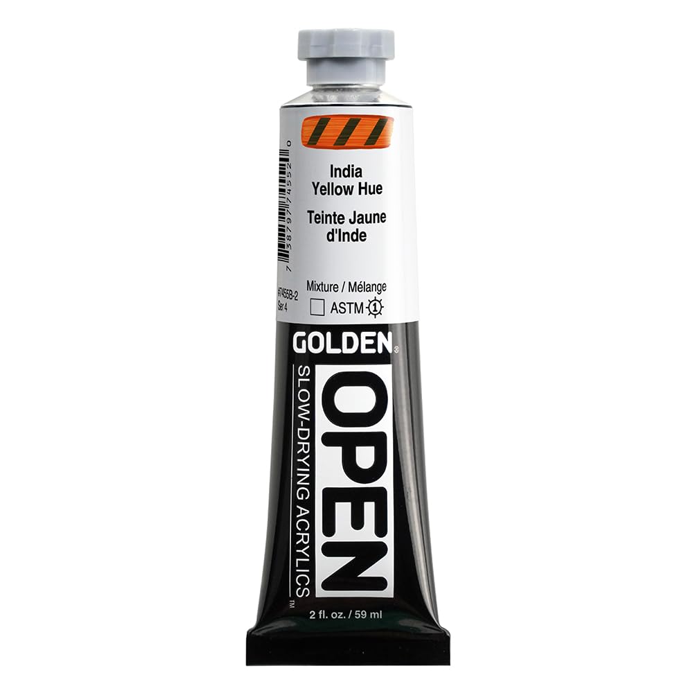 OPEN Slow-Drying Acrylics by GOLDEN, India Yellow Hue, 2 fl oz. tube, Professional Acrylic Paint, Transparent