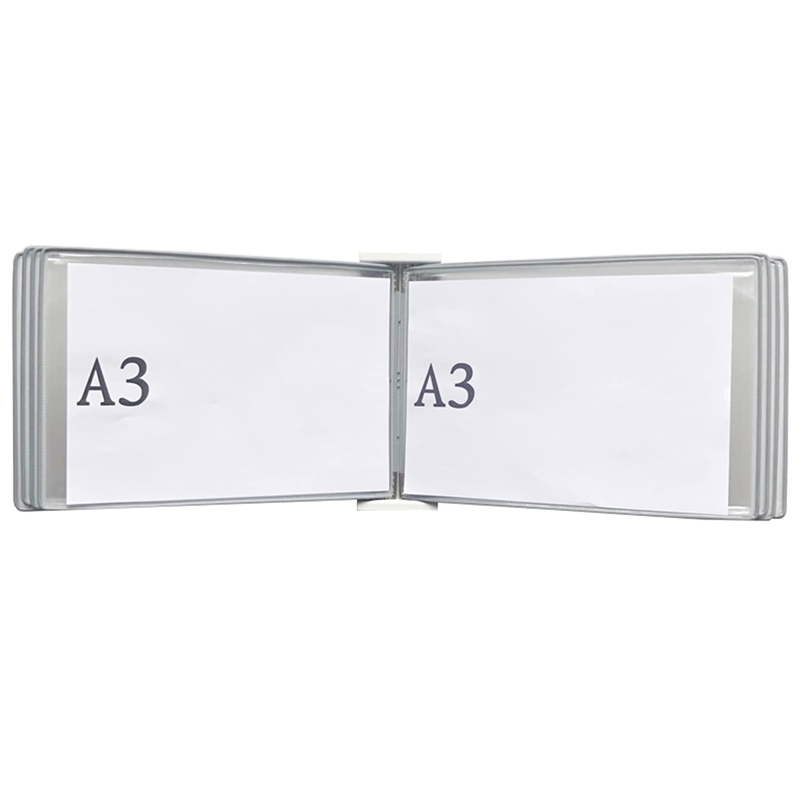 Trwały, 10-kieszeniowy system referencyjny do montażu na ścianie katalogów A3 metalowych teczek biurowych i domowych w trybie poziomym(Gray)