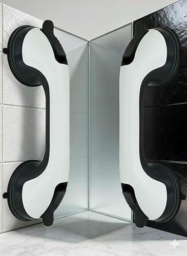 Miniatura 11 de Paquete de 2 barras de agarre de ducha con ventosa para personas mayores, asas de ducha extraíbles resistentes para bañeras y duchas, pasamanos de