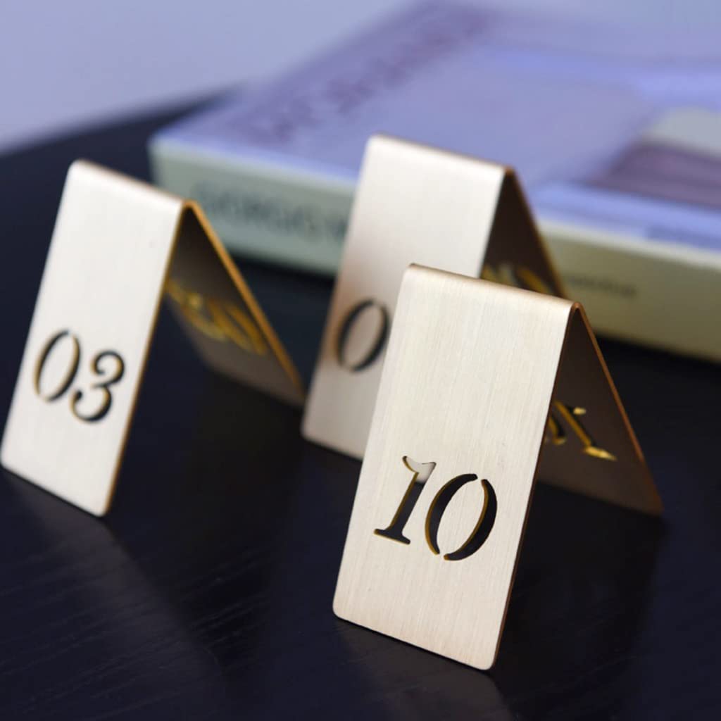 Números De Mesa De Pie Placas De Letreros De Escritorio Lados Dobles Huecos 6,5 Cm × 6,5 Cm × 4 Cm, para Restaurante Café Bar Marcador De Mesa De Latón Tarjeta De Asiento Reservado (17)