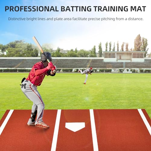 image for Shopsource Baseball/Softball Training Mat - 12 x 6 FT Anti-Slip Mat wi