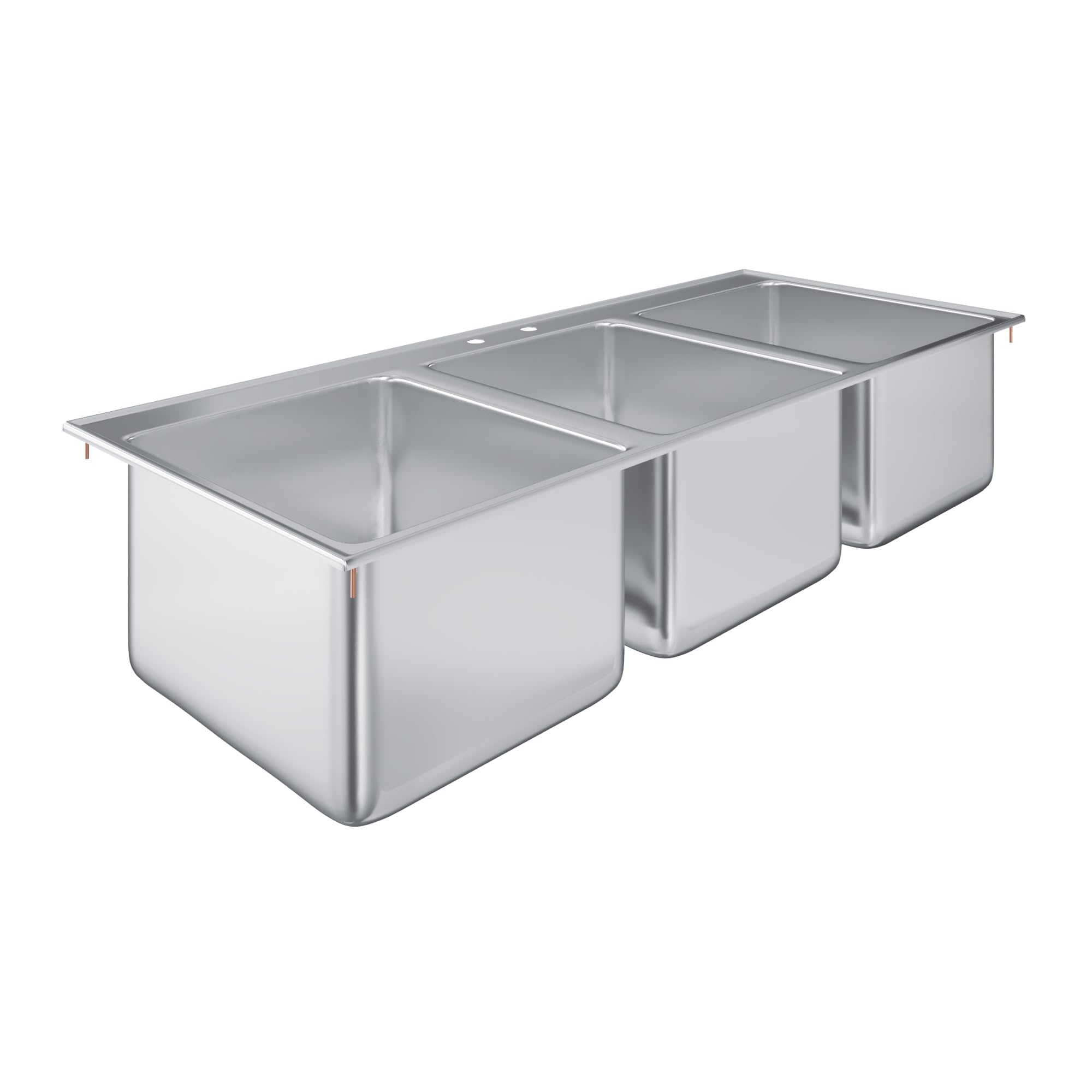 AmGood 3 Compartment Drop-In Sink - 48 x 20 in. Overall, 14 x 16 x 10 in. Bowls - NSF 18-Gauge 304 Stainless Steel Self-Rimming Three Compartment 3 Bay Sink | Bar, Food Truck &amp; Concession (No Faucet)