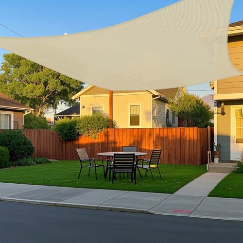 FLORALEAF Rectangle Sun Shade Sail 24' x 24' for Patio Backyard Permeable Canopy Awning Sail Shade Cloth for Lawn Garden Outdoor Activities Beige