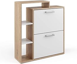 جزامة اورلاندو قلابة بخانتين - دولاب بادراج لمدخل الباب من فيكو (ابيض-سونوما)، خشب مُصنع