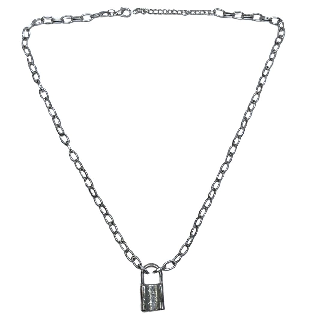 Silver-tone Padlock Pendant for Men and Boys | Punk,Goth, Jewelry| Suitable for Everyday, Streetwear, Parties & Modern Urban Style-image-16