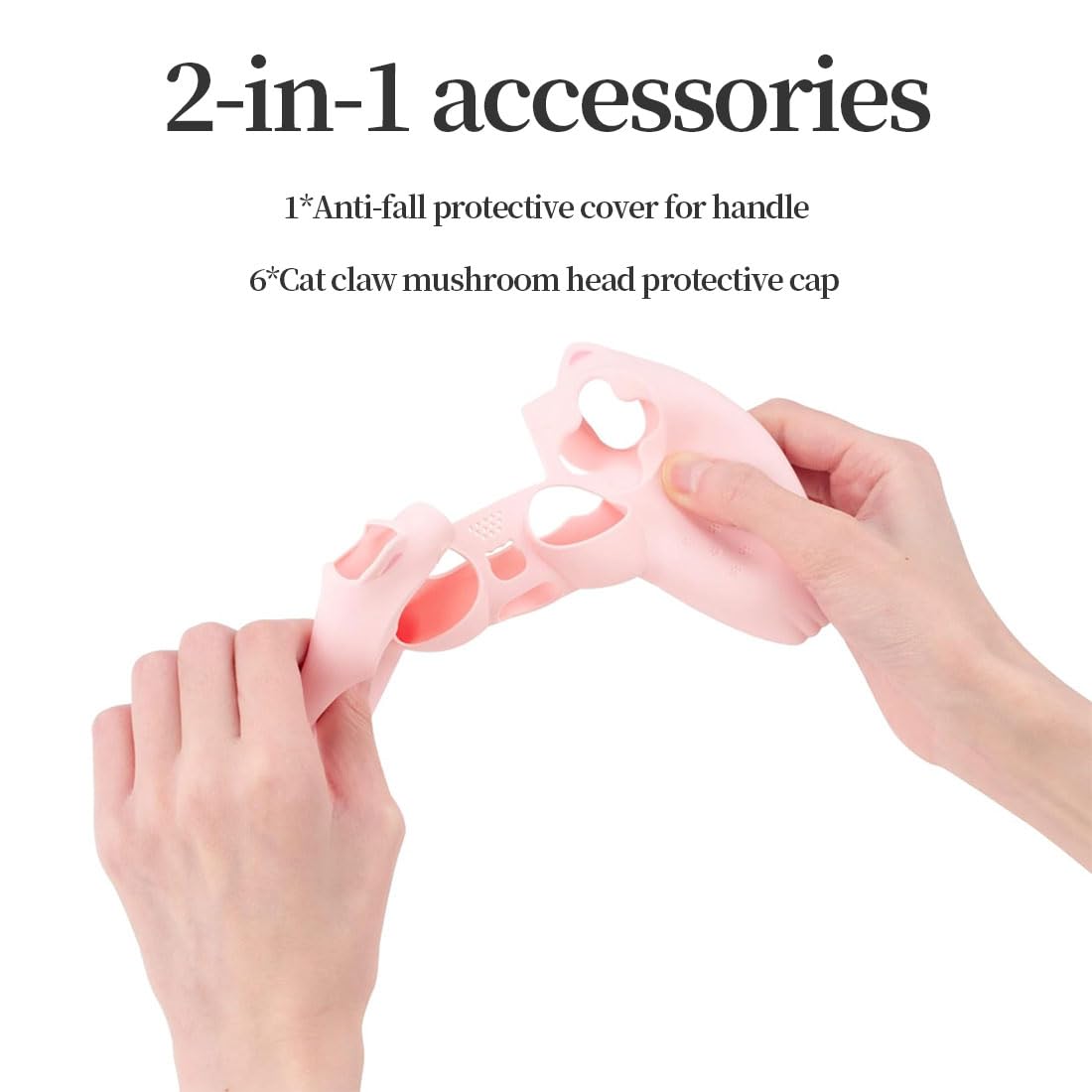 Pink Paw Controller Skin Grip Set, 1 Stück rutschfeste Silikon-Schutzhülle + 6 Stück Joystick-Abdeckung für Wireless Controller-Zubehör-Set