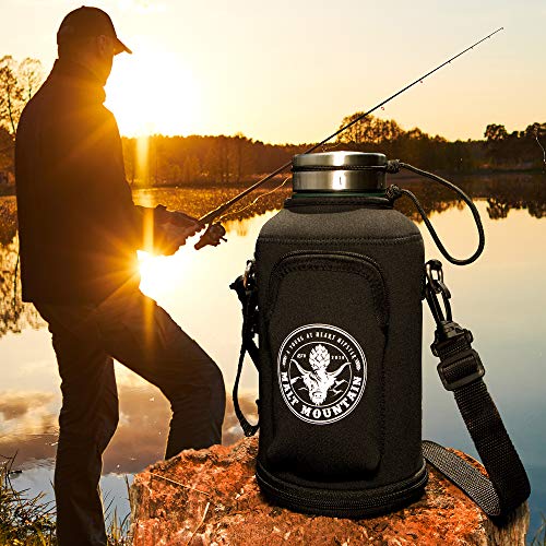 Malt Mountain Insulated Beer Growler, 64 oz, Double-Wall Stainless Steel, with Travel Bag - Vacuum Sealed Growlers for Cold Beer - 24 Hour Temperature and Carbonation - Drink Canister Jugs for Camping