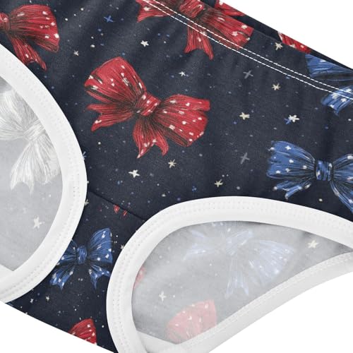 Wusikd Red White Blue Bows Girls' Underwear Cotton Girls Briefs Soft Toddler Underwear 2T4