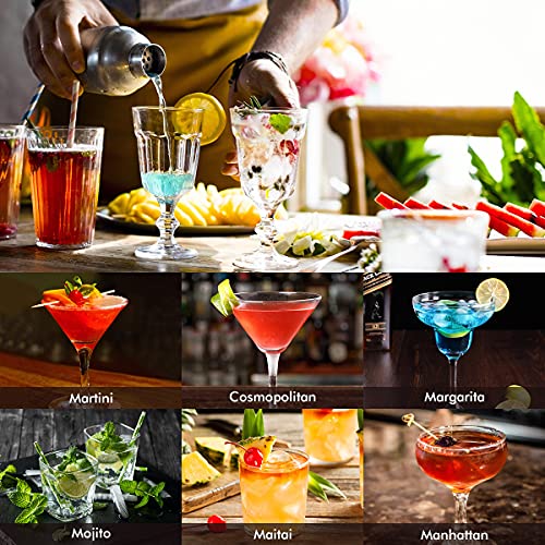 Cocktailshaker Set, Lychee12 Stuks Cocktail Set Barman Kit Cocktail Set met Houten Standaard - Roestvrij Staal Cocktail… - Afbeelding 7