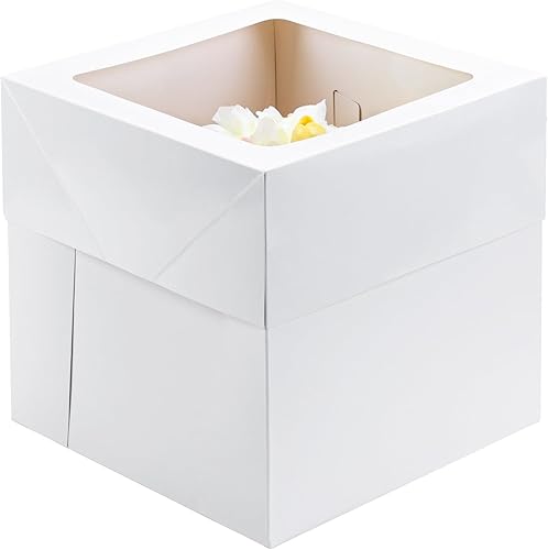 Moretoes Paquete de 8 cajas para tartas, cajas para pasteles de 12 x 12 x 12 pulgadas, ideales para montar, portador alto y resistente para tartas,