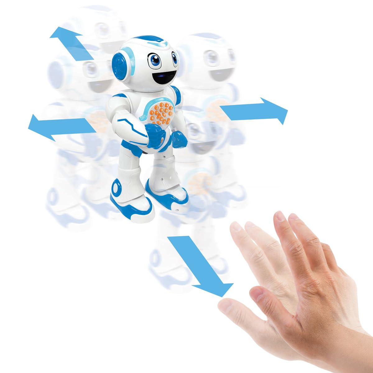 Lexibook Powerman Star Robot télécommandé, Parle et Marche, Programmable STEM pour Enfants 4+, Blanc/Bleu, ROB85FRLXB