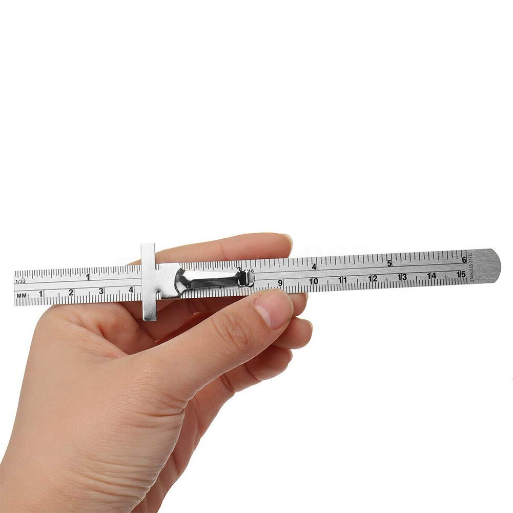 6 Inch Hole Pocket Accurate with Detachable Clip Length Ruler Stainless Steel Portable Marking Measuring Tool Height Depth Gauge