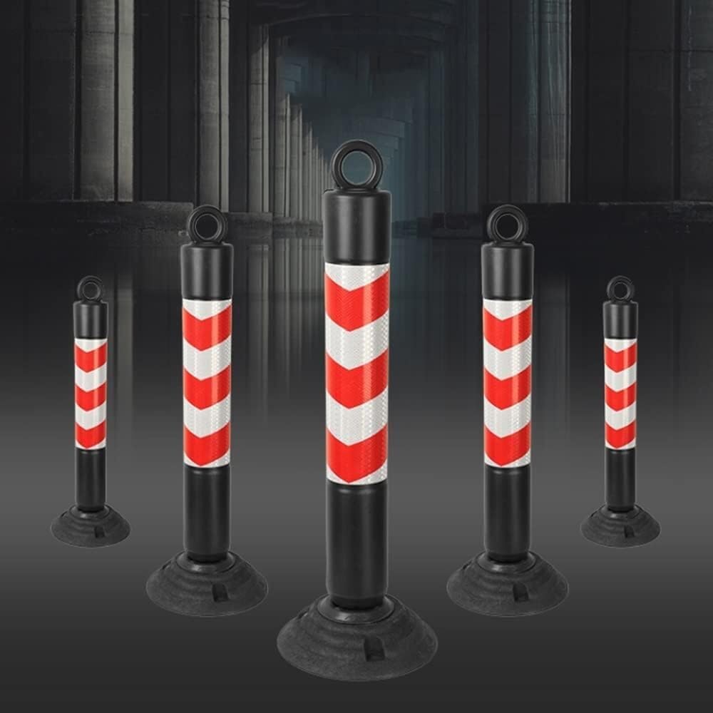 Paletto di Sicurezza in Plastica con Collari Riflettenti, Paletti di Controllo del Traffico da 80 Cm, Pali di Barriera per Parcheggio Stradale per Garage-Black-1pcs