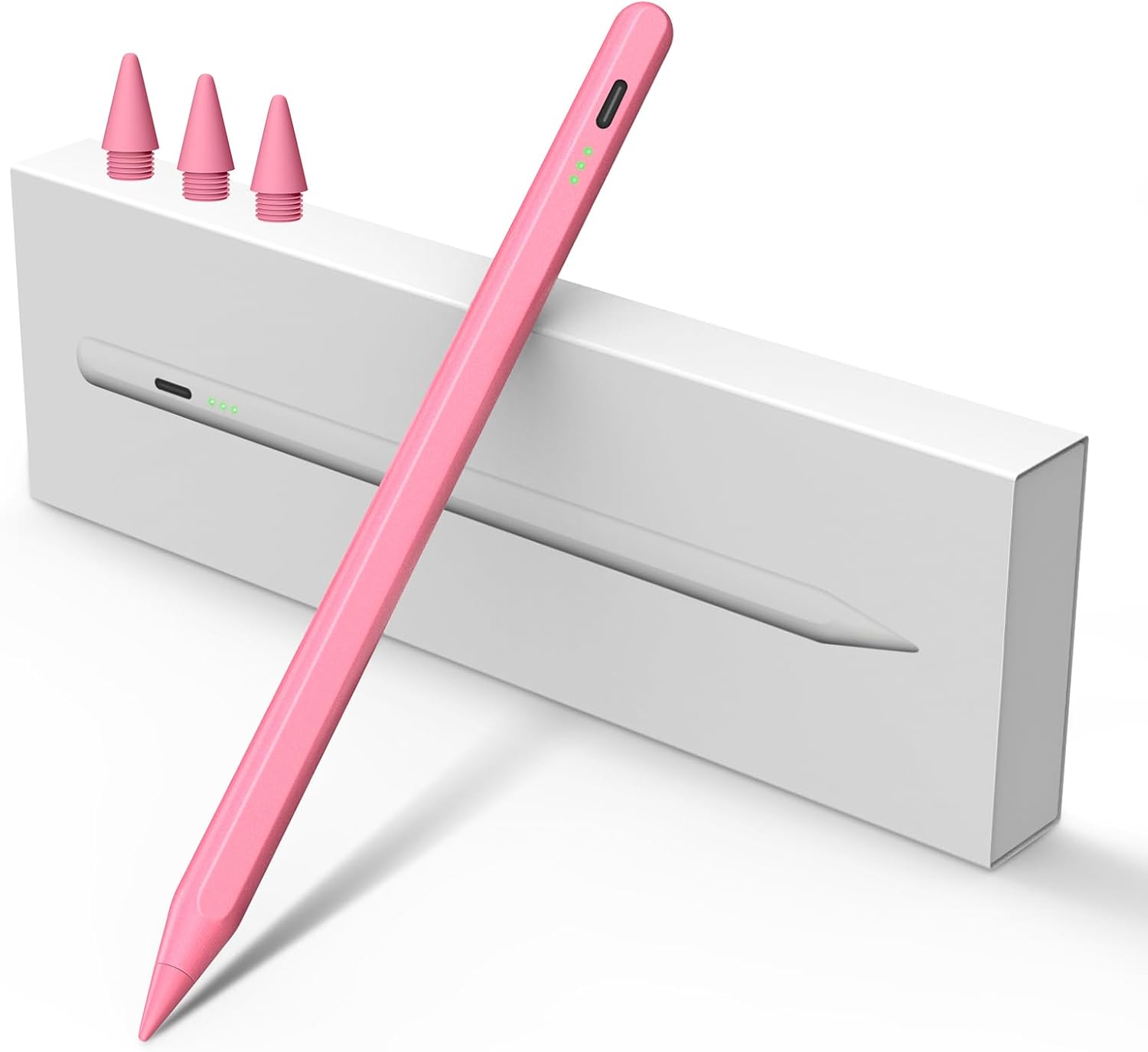 Stylus Pen for iPad W/Palm Rejection Tilt Sensitivity,13 Mins Fully Charged,MEKO Active Touch Screen Apple Pencil Compatible W/iPad 6/7/8/9/10,Pro12.9&11",Air3/4/5,mini5/6-Pink 1 Pack Pink