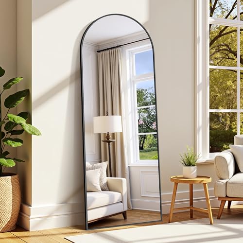 WOLIBEER Espejo grande de cuerpo entero XXL, espejo de pie y de pared con marco de aluminio negro,...