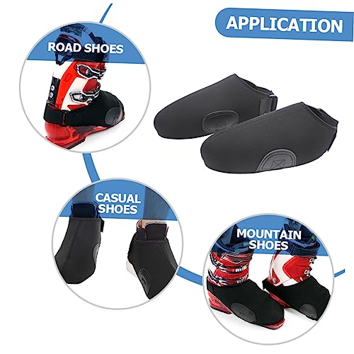 KOMBIUDA 1 par de cubiertas portátiles para botas de esquí, cortavientos e aislantes, protectores de calzado para actividades al aire libre, aptos para senderismo, escalada y ciclismo, para hombre y mujer, negro miniatura 2