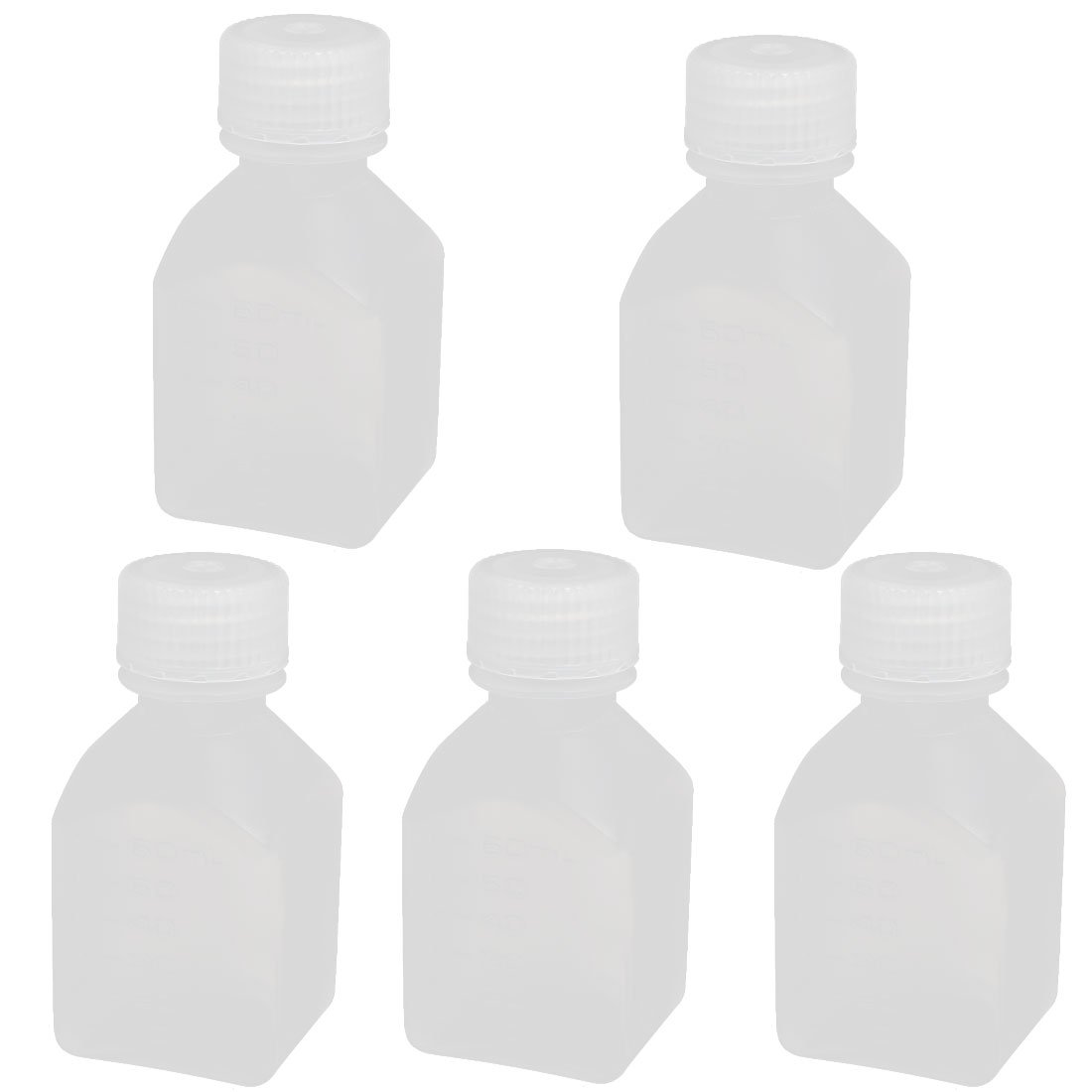 Aexit 60ml 17mm gauge Diameter PE Plastic Oblong Shaped Wide Mouth Bottle Clear 5pcs