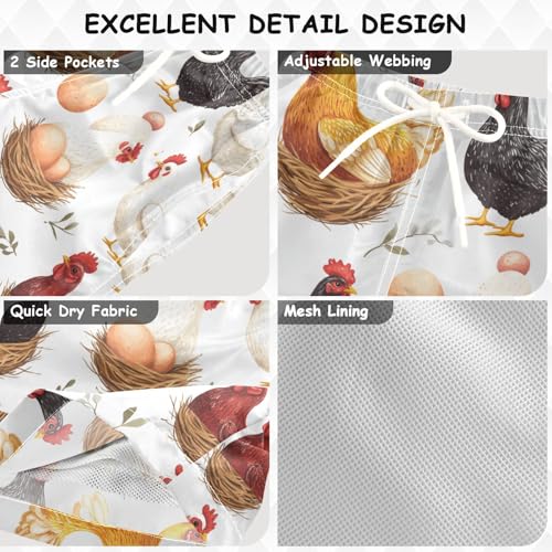 Pigsaly Boys' Swim Board Shorts Domestic Chicken Eggs Boy's Swim Trunks Kids Swimwear 3T Multicolor3