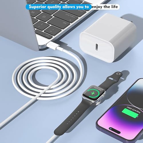 Fast Charger for Apple Watch Charger, USB C 20W iPhone Watch Charger Plug Adapter & Long 6.6FT iWatch Portable Wireless Fast Charging Cable Cord Compatible with Apple Watch Series 9/8/7/SE/6/5/4/3/2/1 - Image 5