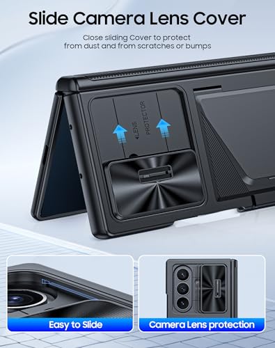 Image of for Samsung Galaxy Z Fold 7 Case with Card Holder RFID Blocking [Privacy Screen Protector ] [Slide Lens Cover] [Hinge Protection] Shockproof Protective Phone Wallet Case for Z Fold 7 (Black)