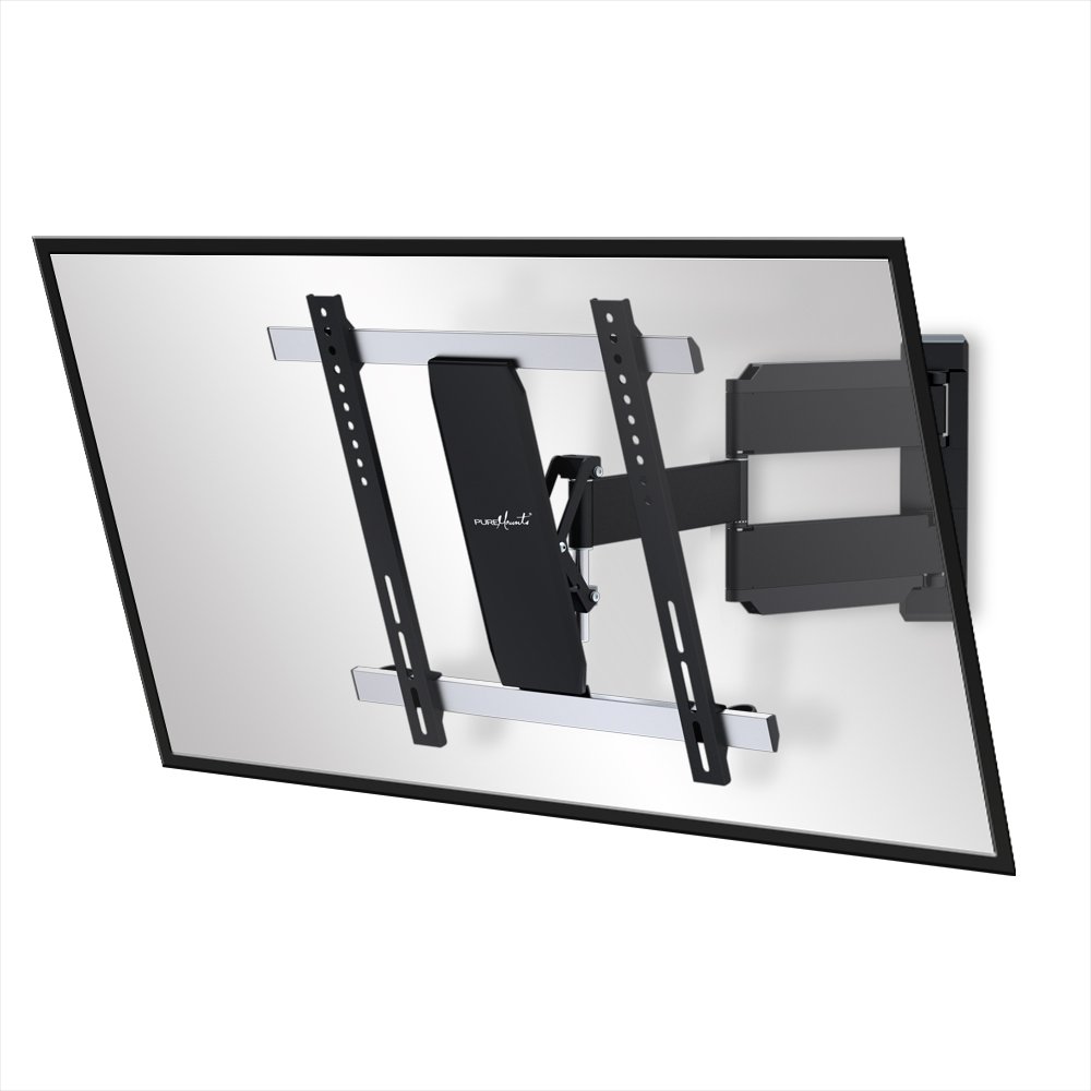 PureMounts SLIMFLEX-65 montaggio a parete per televisori con 71-165 cm (28-65"), VESA 600x400, inclinabile: -15, orientabile: 180, distanza dal muro: 36-600 mm, carico massimo: 25 kg, nero