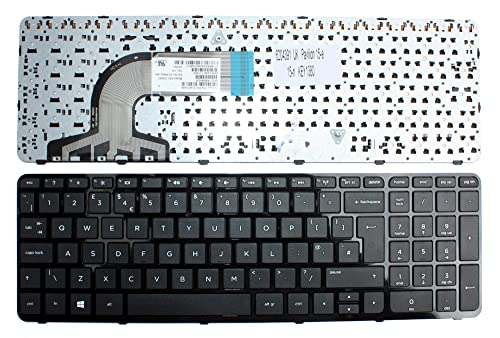 Clavier PC portable noir brillant avec cadre noir pour HP Pavilion 15-N256SA
