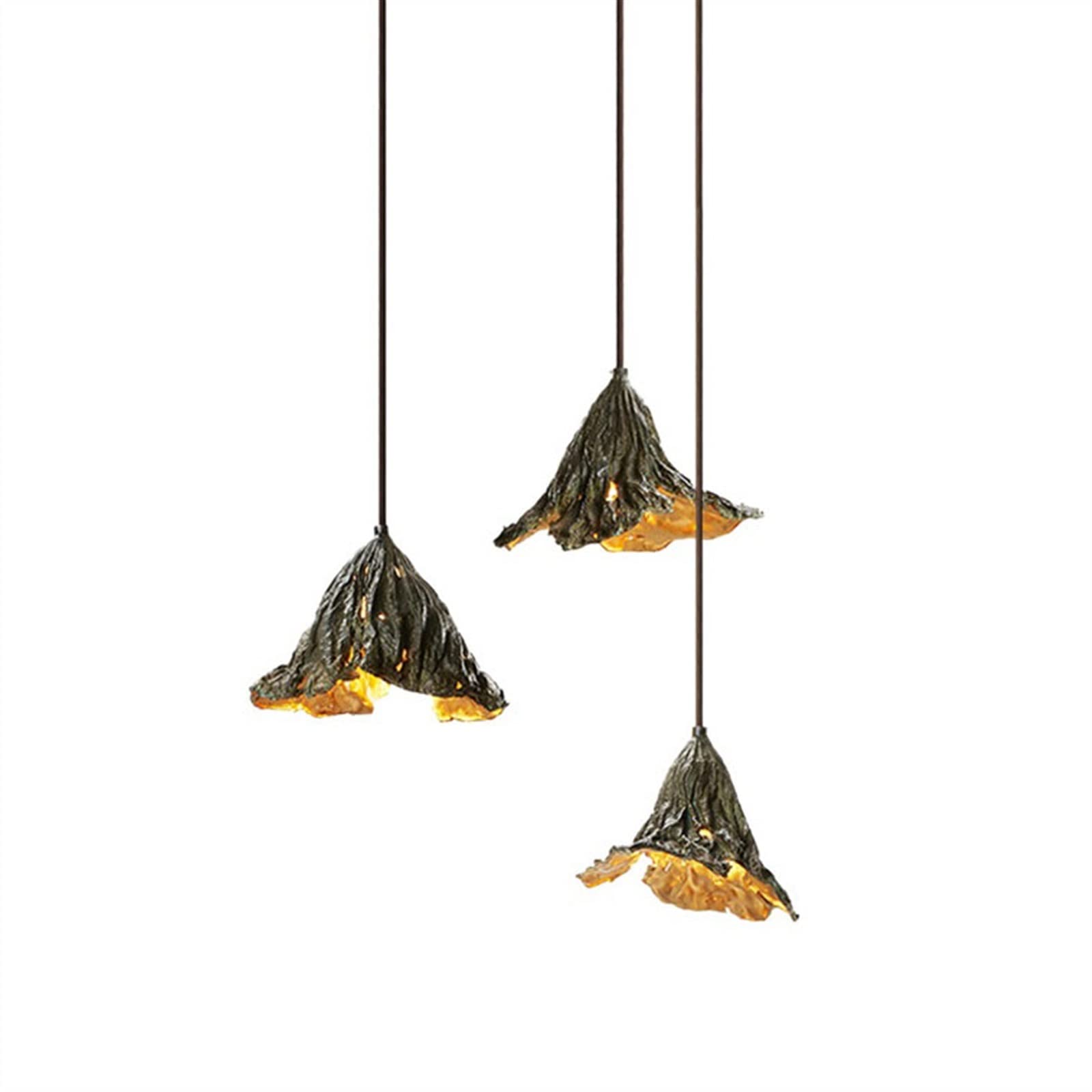 Kp6xlf3gt One Color Hallway Pendant Lights Chinese Retro Lotus Leaf Shaped Chandelier Restaurant Study Creative Decorative Lighting Fixtures Indoor