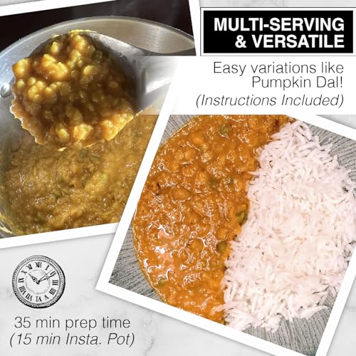 Image of Jain Family Foods - Spicy Dal Lentil Meal Kit | Authentic Indian DIY Spiced Yellow Curry | Makes 30 oz. | High Fiber, Plant-Based, Woman-Owned | Easy Steps, Stove or Instant Pot | 3 Servings