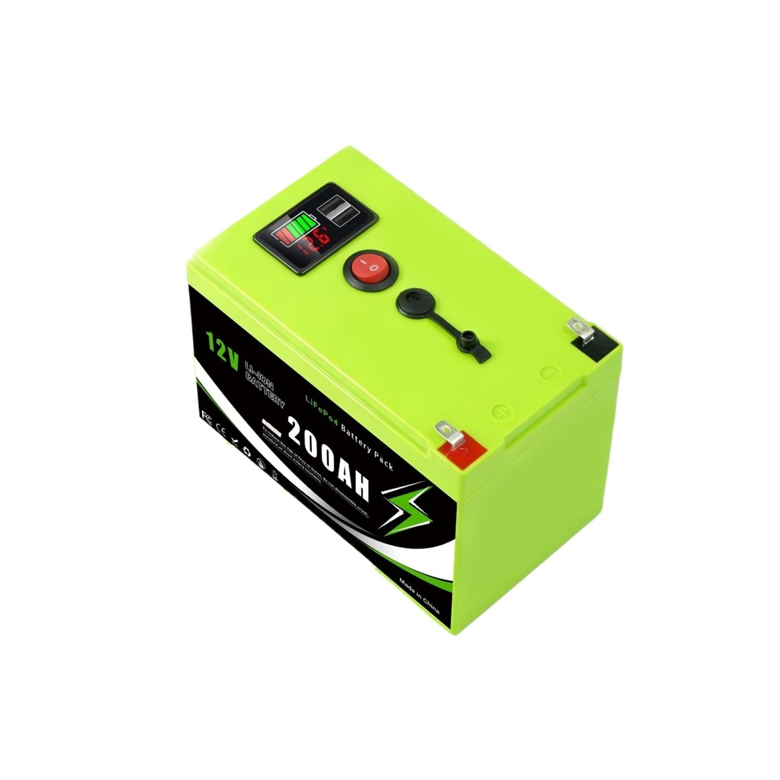 For Pannelli Solari, Camper, Alimentazione Di Riserva for Yacht | Batteria LiFePO4 12V 200000mAH ad alta capacità con soluzione BMS integrata(200A Portable Pow-Ch)