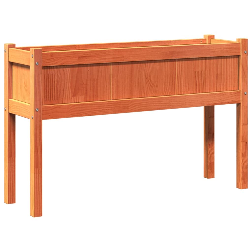 vidaXL Planter w/ Legs 110x31x70cm Solid Pine Wax Brown