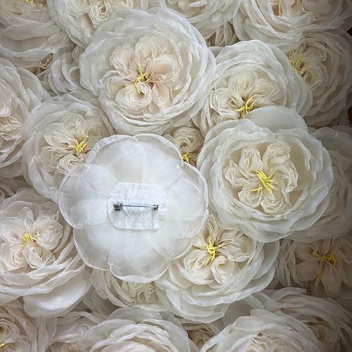 Image of Handcrafted Silk Rose Brooch, Claire Austin English Rose Inspired, Organza flower brooch, Handmade Flower pin