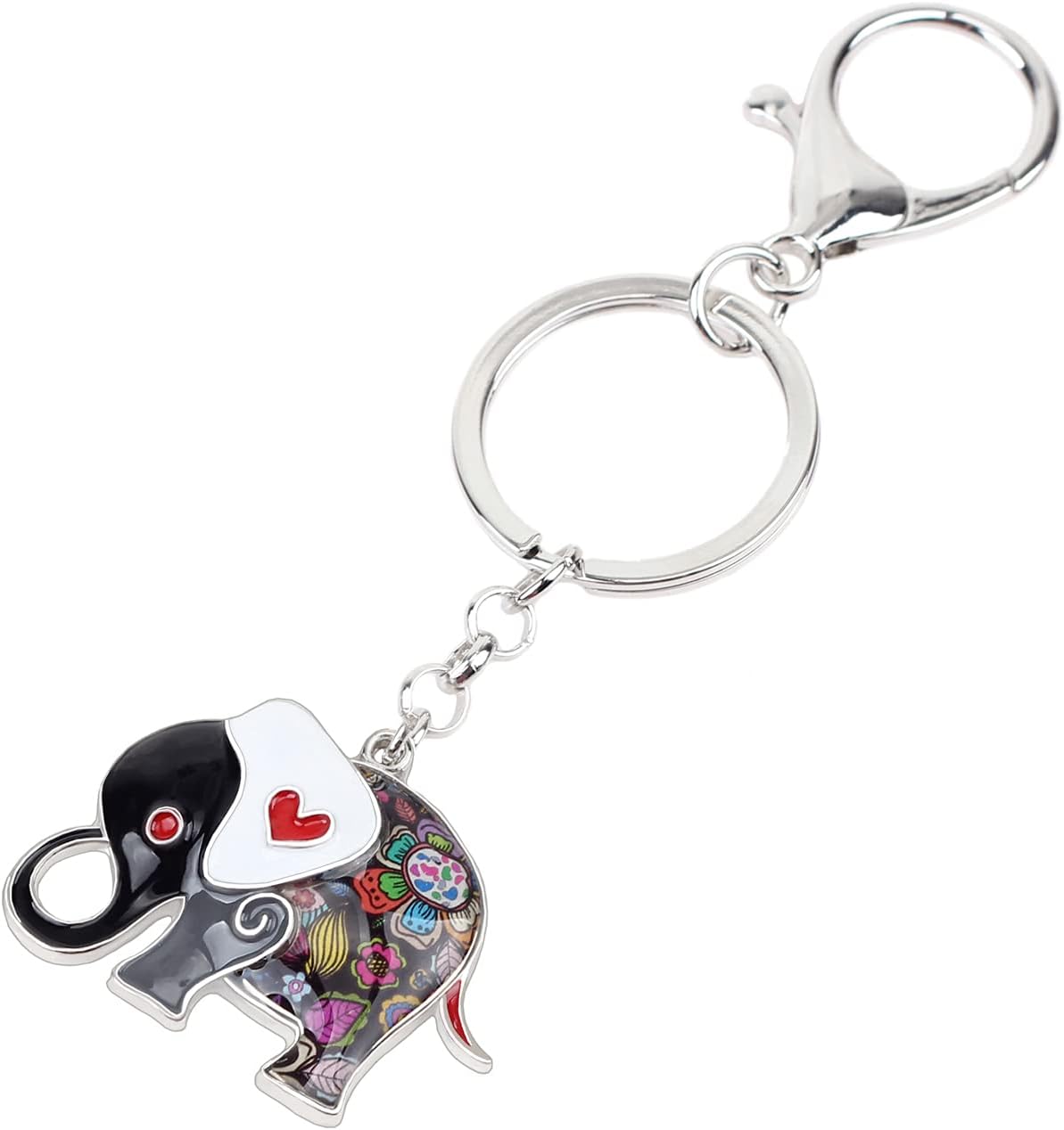 BONSNY Enamel Metal Chain Jungle Elephant Key Chains For Women Car Purse Handbag Charms - Image 3