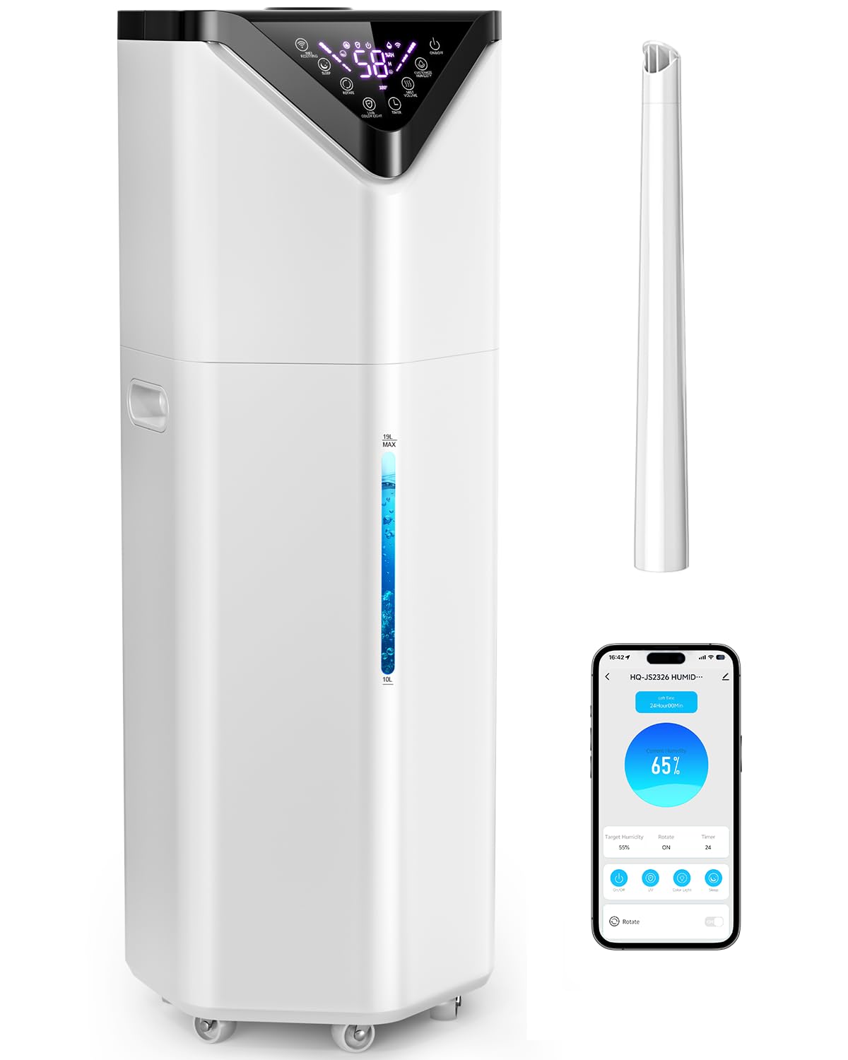 5Gal Smart Humidifier Large Room up to 2800ft², 1000mL/h, APP & R...