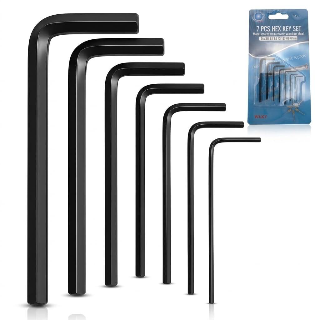 Allen Key Set Mini 7pc, Micro Hex Key Set 0.7mm - 3mm, Small Hexagon Wrench Screwdriver Tool Kit | Chrome