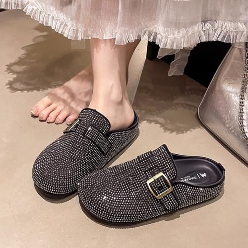 ZQW Women's Sparkle Cloud Slippers Comfort Platform Cork Chunky Slip-On Slides Buckle Closed Toe Mules Shoes Summer Footwear3