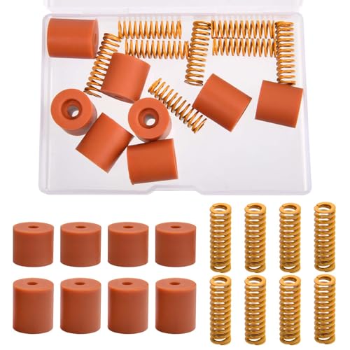 LEONTOOL 3D Printer Heatbed Leveling Parts, Silicone Column Solid Bed Mount 18mm 16mm 16 PCS Heat-Resistant Silicone Buffer & Spring Stable Hotbed Tool Compatible with Cr-10 Ender 3 Bottom Connect