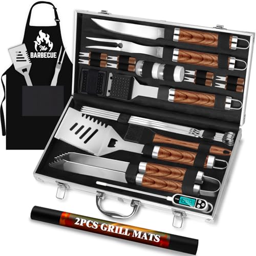 ROMANTICIST 26pcs Stainless Steel Grill Tool Set, Heavy Duty BBQ ...