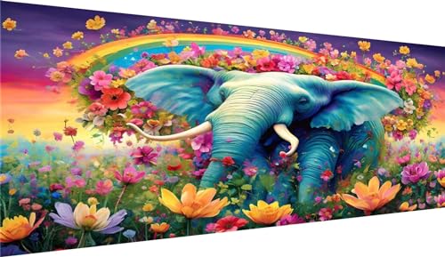 DIY Perle Diamant a Coller Painting Éléphant | Strass Point de Croix Cristal 100x220cm