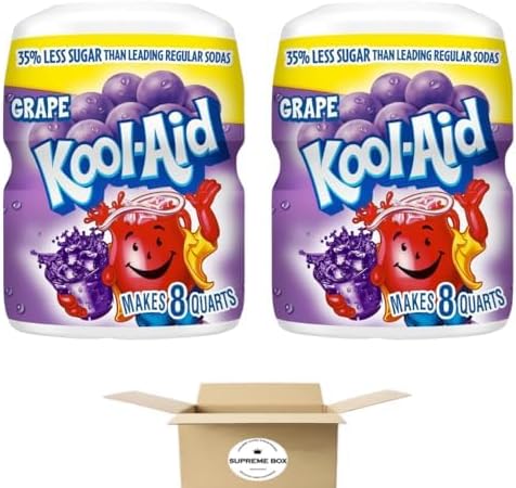 SUPREME BOX Kool-Aid Grape Flavored Powdered Drink Mix, 19 oz for 1 bottle - Pack of 2 (38 oz in total)