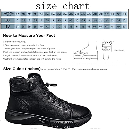 Mens Italian High-Top Leather Boots,Autumn&Winter New with Side Zipper Chukka Boots Non-Slip Softsole,Shock Absorption,Velvet2