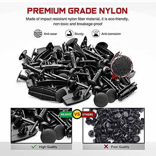 Image of Nilight 60PCS Blind Rivet Fender Flare Rocker Moulding Clip Bumper Shield Retainer Clip Assortment 6506007AA 68039280-AA 6030441 for Jeep Wrangler Chrysler Ford GMC Bonus Fastener Remover