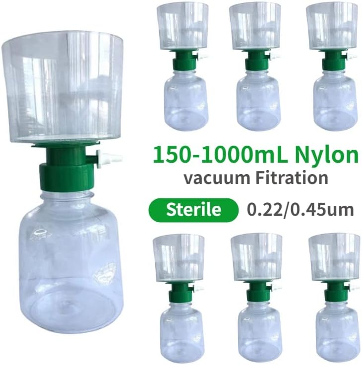 12PCS Disposable Vacuum Filter Units Nylon Membrane for Lab Sterile Bottle Top Vacuum Filtration with 0.22/0.45μm (Size : 150ml 0.45um 12pk)
