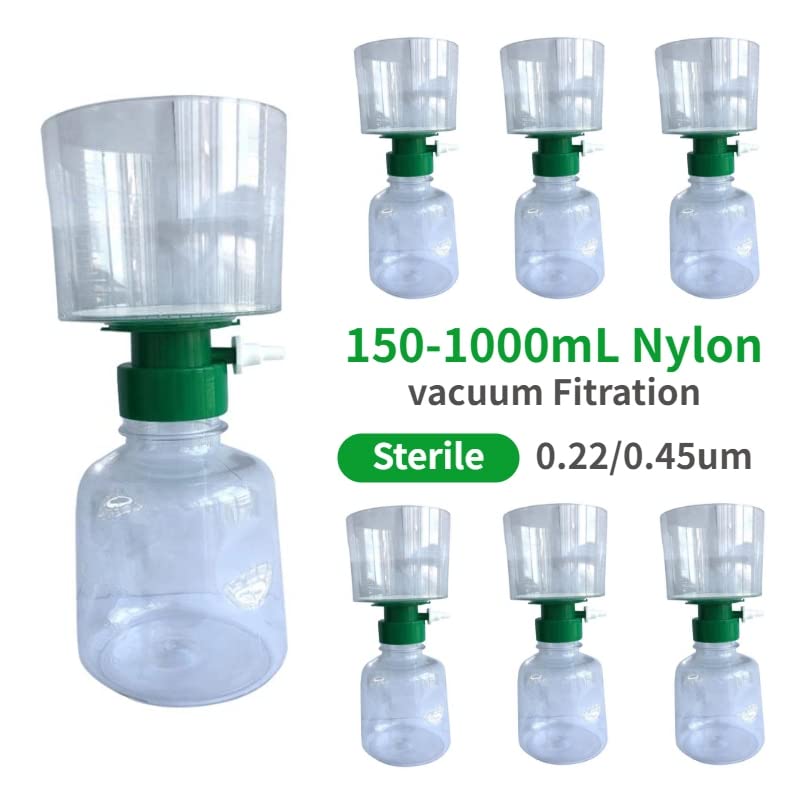 Unidades de Filtro de vacío Desechables, 12 Uds., Membrana de Nailon for Botella estéril de Laboratorio, filtración al vacío Superior con 0,22/0,45 μm (Size : 1000ml 0.22um 12pk)