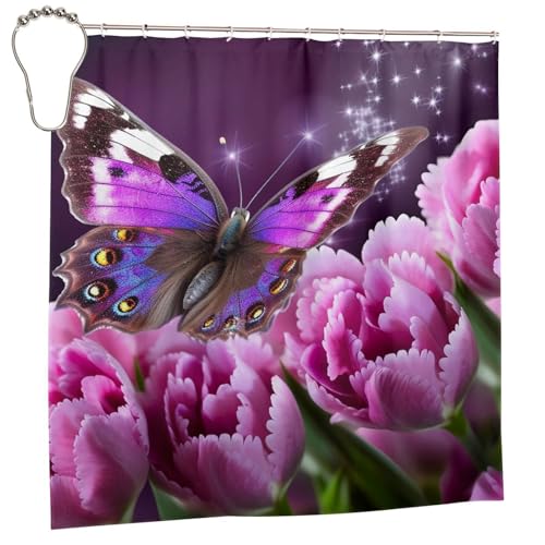 Rideau de douche 183x183 imperméable avec crochets pour baignoire