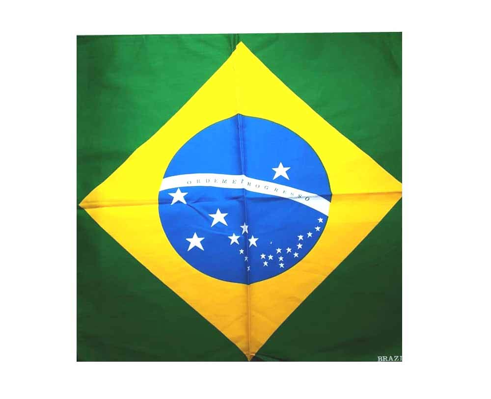 Pañuelo de algodón de 51 x 51 cm con diseño de bandera de Brasil, Como se muestra en la imagen., talla unica
