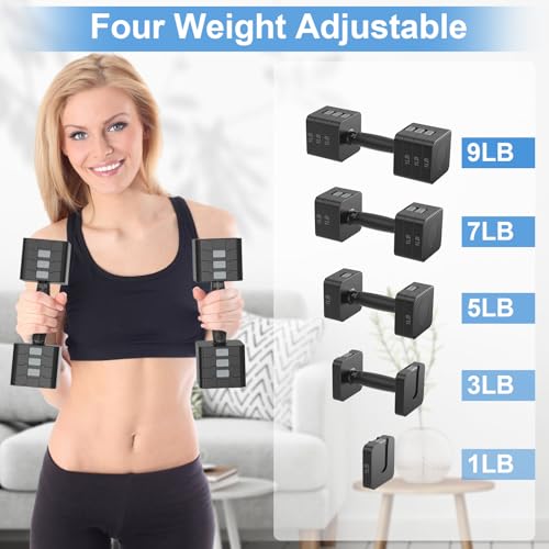 Image of Hezeyferg Adjustable Dumbbells Set for Women /Men Home Gym | 18LBS 22LBS Adjustable Weight Dumbbells, Hand Weights Sets with Mutilple Levels, Full Body Workout
